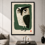 Grumpy Owl Retro Folk Art Canvas Art