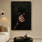 Dark Rose Lace Hand Gothic Canvas Wall Art