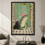 Frog Cat Shower Canvas Wall Art