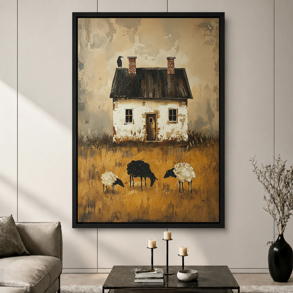 Rustic Farmhouse Sheep Vintage Canvas Art