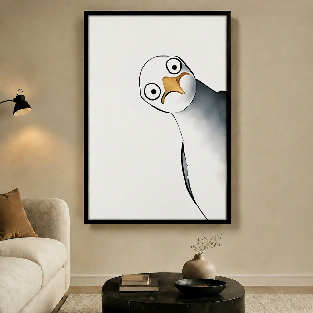 Nosy Seagull Minimalist Funny Canvas Wall Art