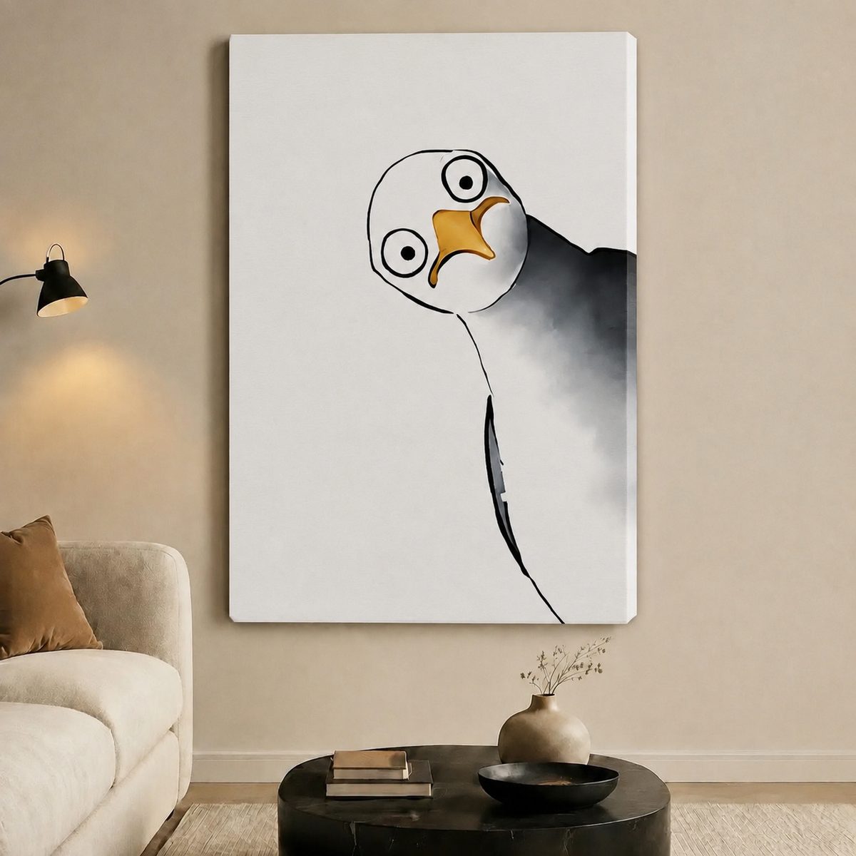 Nosy Seagull Minimalist Funny Canvas Wall Art