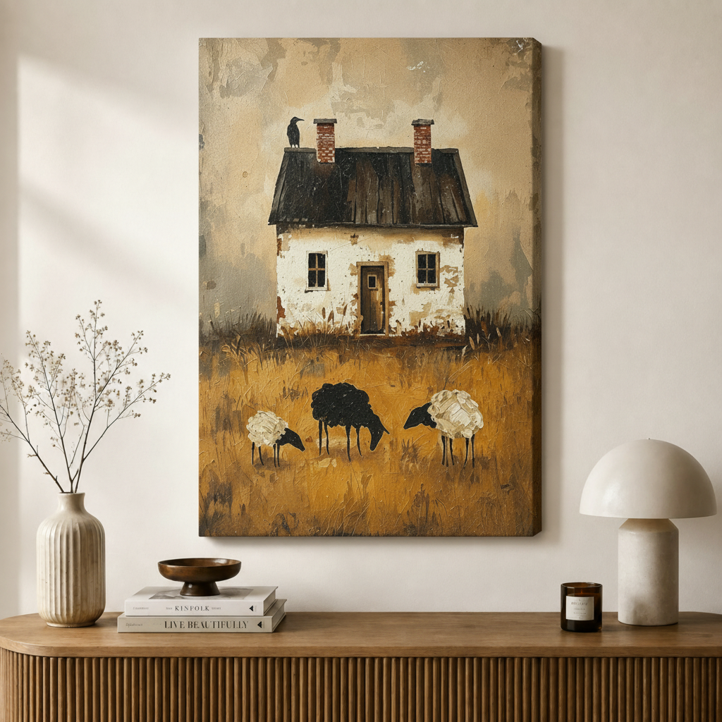 Rustic Farmhouse Sheep Vintage Canvas Art