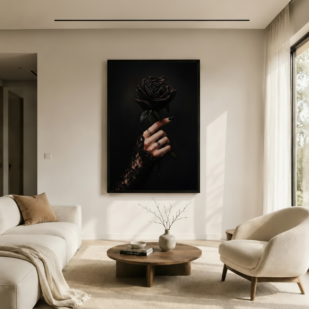 Dark Rose Lace Hand Gothic Canvas Wall Art