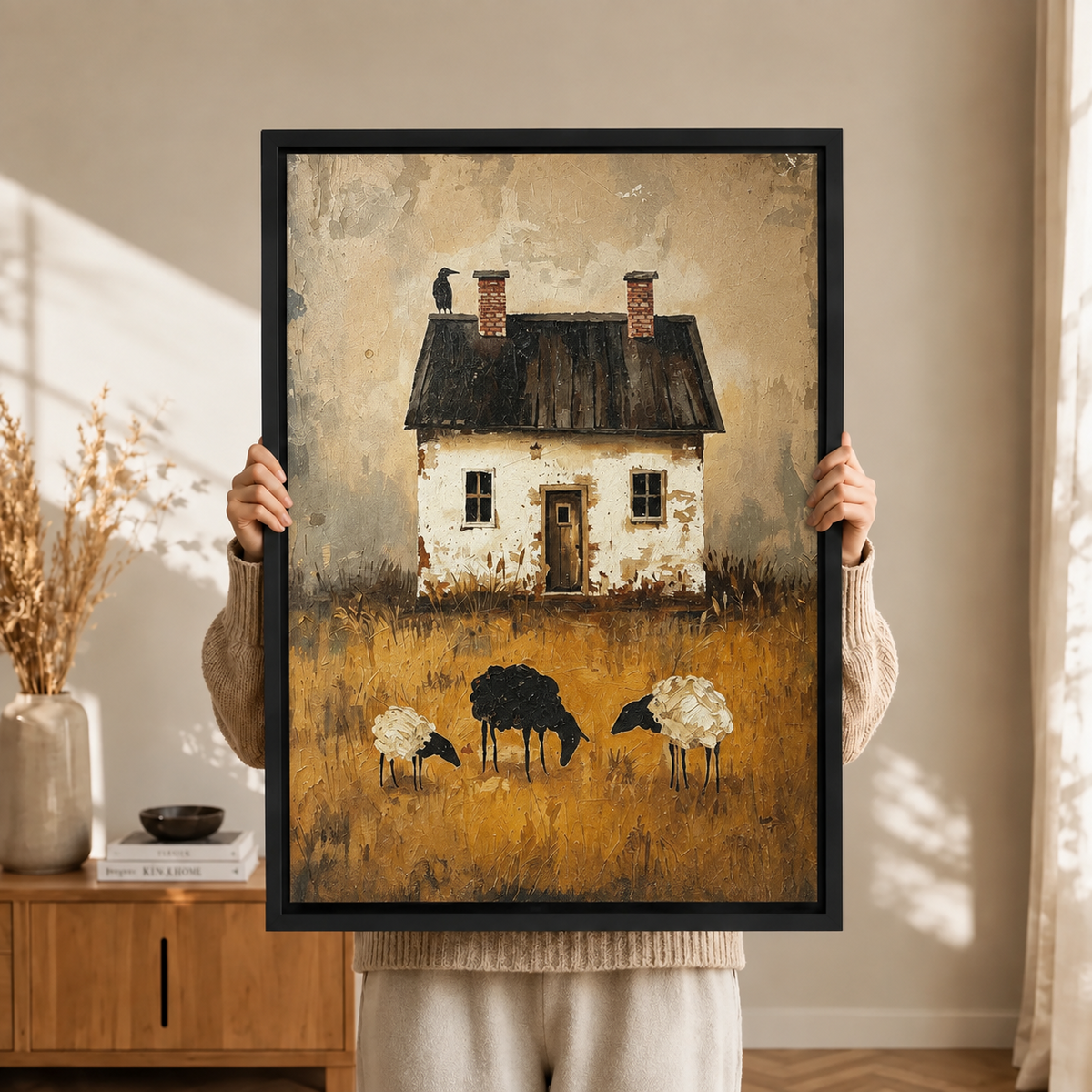 Rustic Farmhouse Sheep Vintage Canvas Art