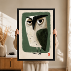 Grumpy Owl Retro Folk Art Canvas Art