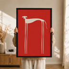 Bold Red Abstract Long Leg Dog Canvas Art