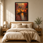 Fantasy Autumn Cat Bridge Canvas Art