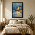 Coastal Cat Beach Oil Painting Canvas Art
