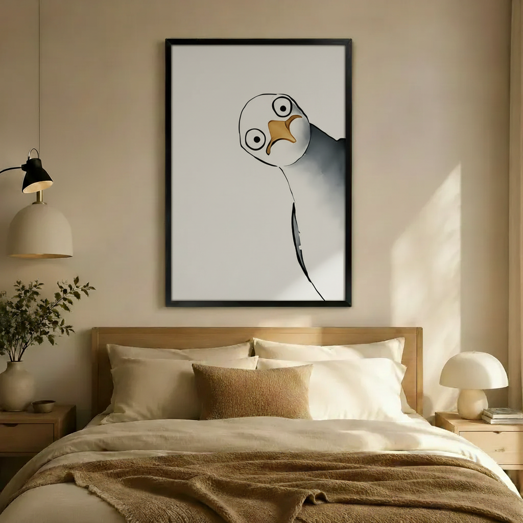 Nosy Seagull Minimalist Funny Canvas Wall Art