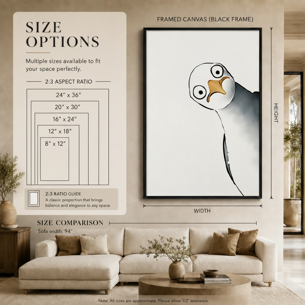 Nosy Seagull Minimalist Funny Canvas Wall Art