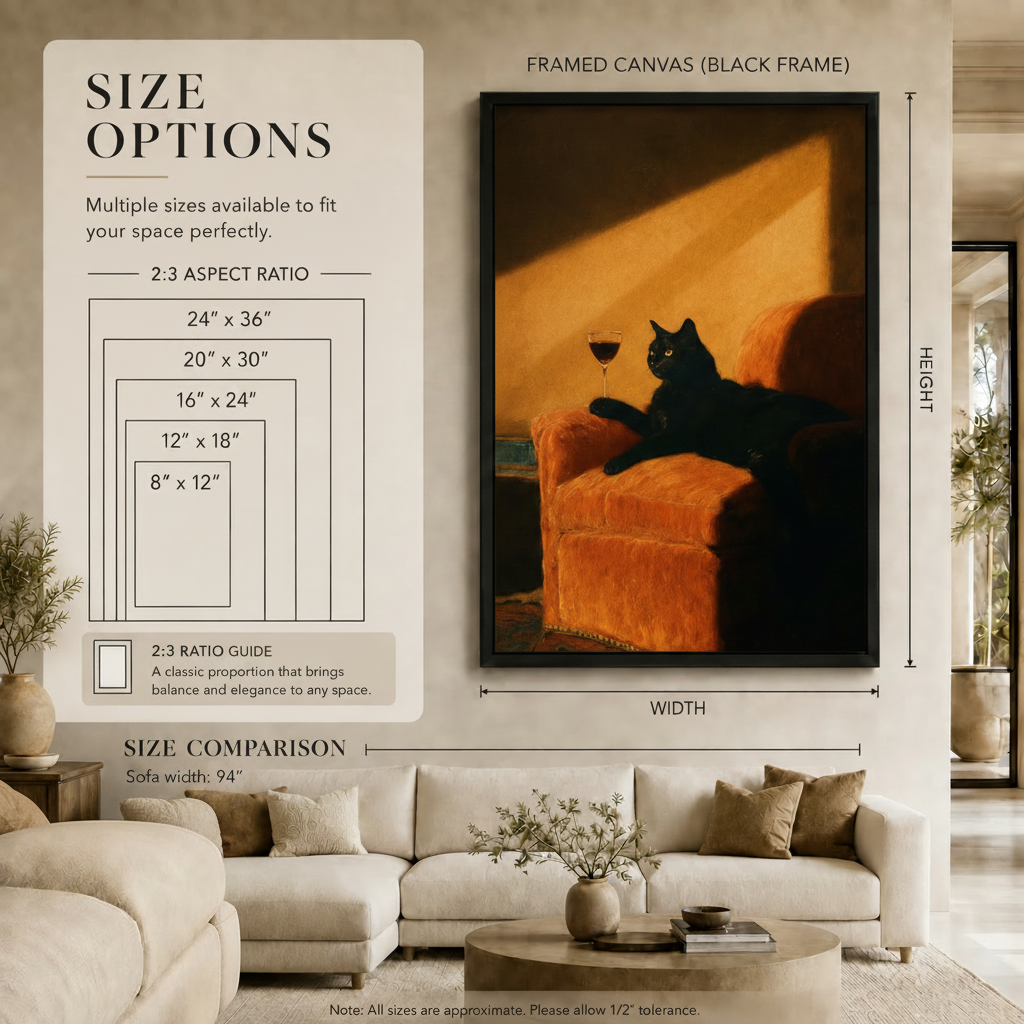 Black Cat Red Wine Velvet Sofa Canvas Art