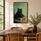 Cigar Cat Whiskey Black Cat Canvas Wall Art