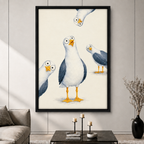 Funny Seagull Squad Canvas Wall Art