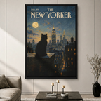New Yorker Cat NYC Skyline Canvas Art