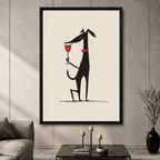 High-end abstract dog with red wine glass canvas decorative painting