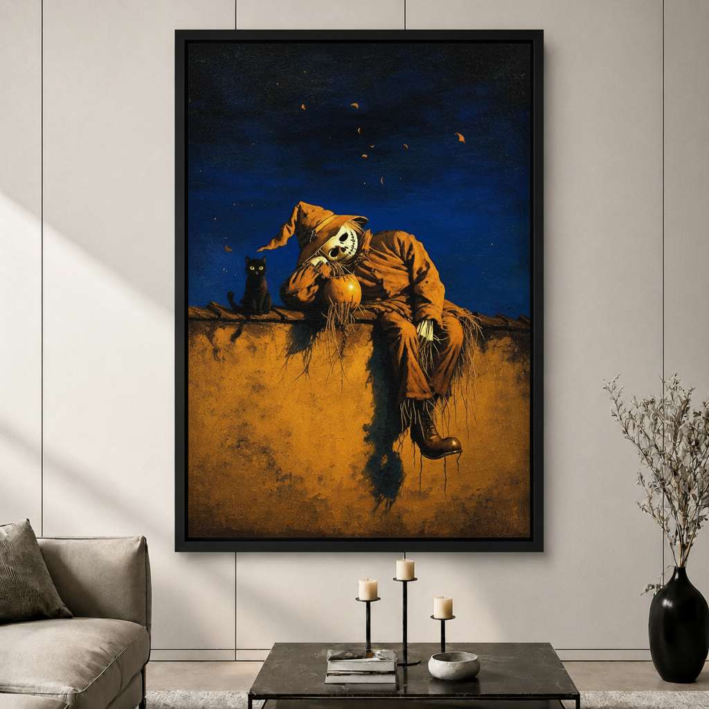 Halloween Scarecrow Pumpkin Canvas Wall Art