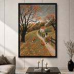 Autumn Fox Girl Countryside Canvas Art