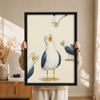 Funny Seagull Squad Canvas Wall Art