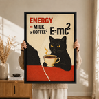 Funny Cat Coffee Science Vintage Canvas Wall Art