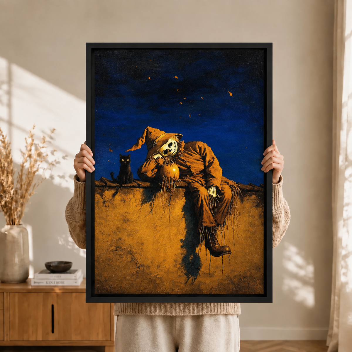 Halloween Scarecrow Pumpkin Canvas Wall Art