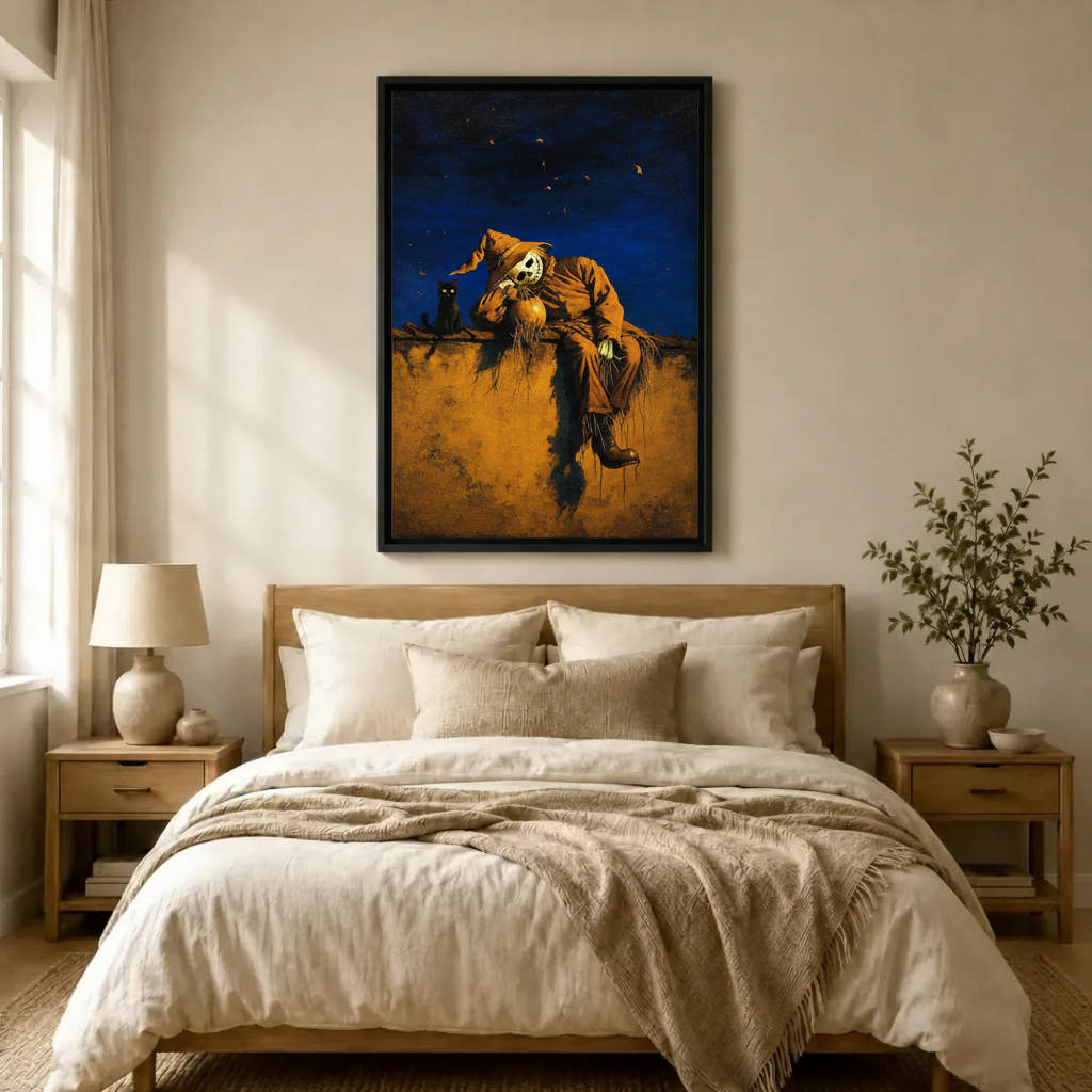 Halloween Scarecrow Pumpkin Canvas Wall Art