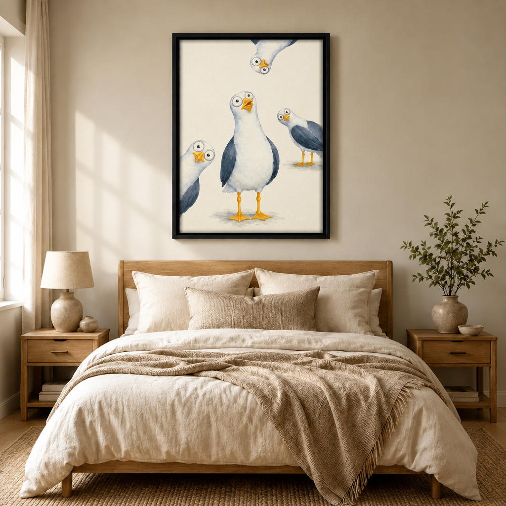 Funny Seagull Squad Canvas Wall Art