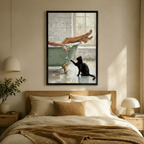 Bathtub Woman Black Cat Martini Canvas Art