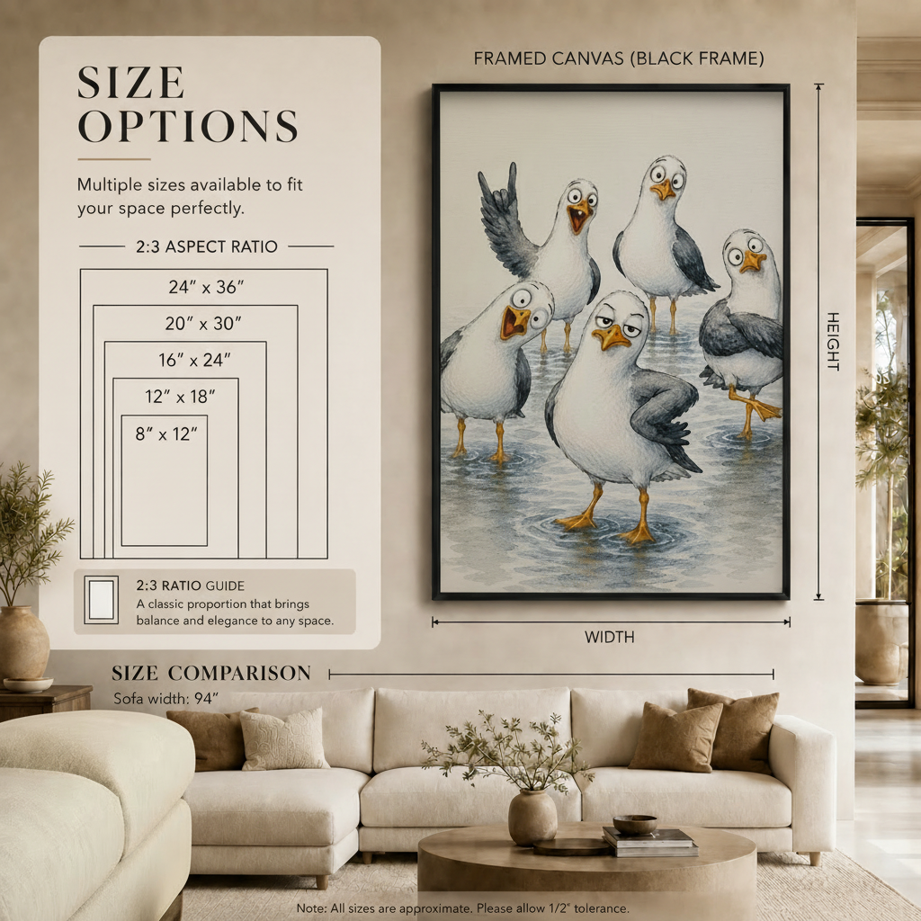 Seagull Squad Chaotic Funny Canvas Wall Art