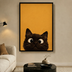 Curious Black Cat Peeking Canvas Wall Art