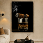 Cigar and Whiskey Dark Luxury Canvas Art