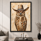 Cowboy Owl Canvas Wall Art