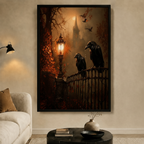 Gothic Ravens Iron Gate Castle Canvas Wall Art