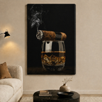 Cigar and Whiskey Dark Luxury Canvas Art