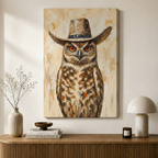 Cowboy Owl Canvas Wall Art