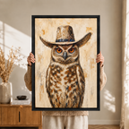 Cowboy Owl Canvas Wall Art