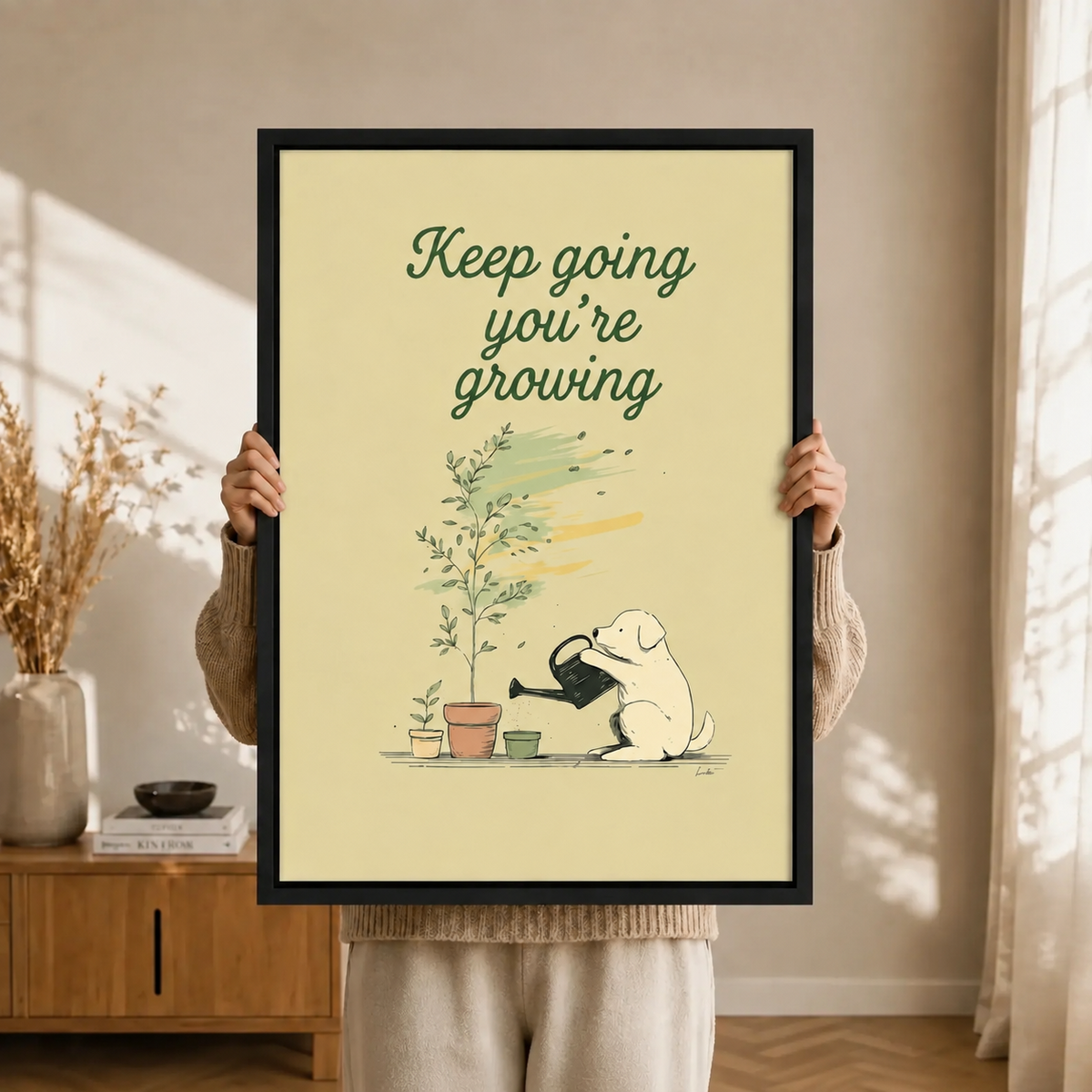 Inspirational Dog Keep Growing Canvas Wall Art