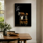 Cigar and Whiskey Dark Luxury Canvas Art