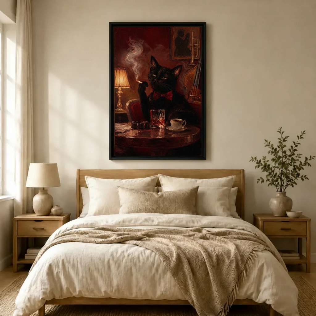 Jazz Cat Gentleman Dark Gothic Canvas Art