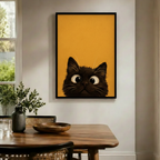 Curious Black Cat Peeking Canvas Wall Art