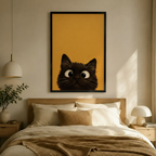 Curious Black Cat Peeking Canvas Wall Art