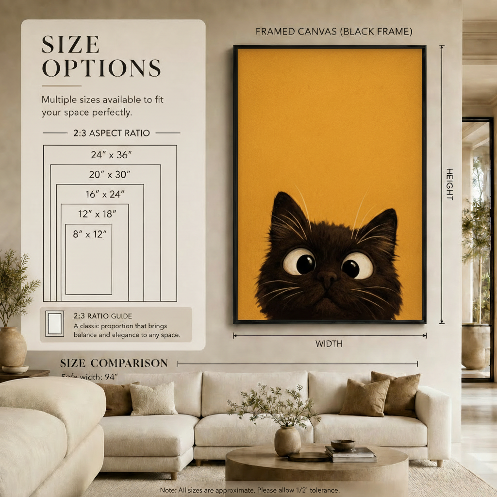 Curious Black Cat Peeking Canvas Wall Art