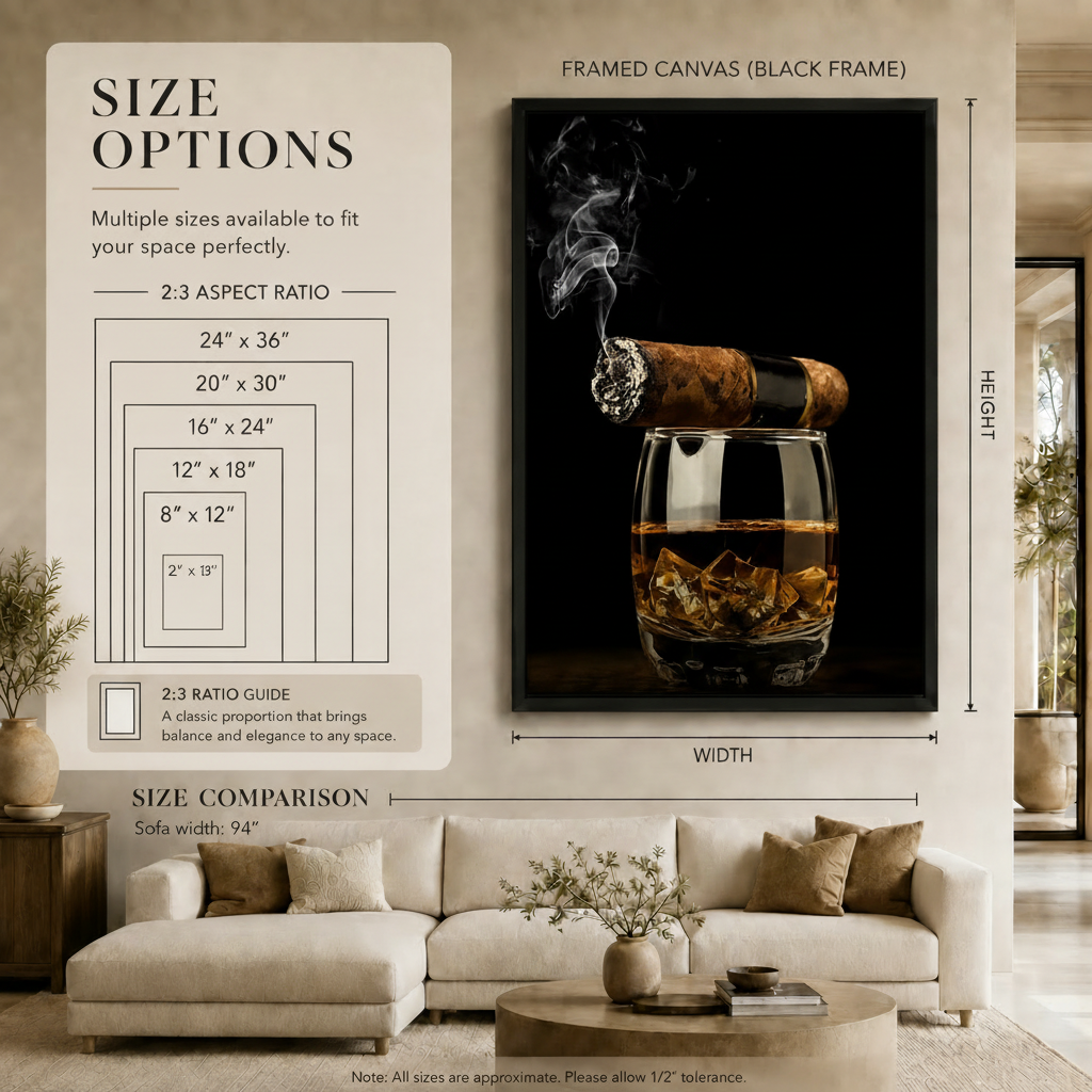 Cigar and Whiskey Dark Luxury Canvas Art