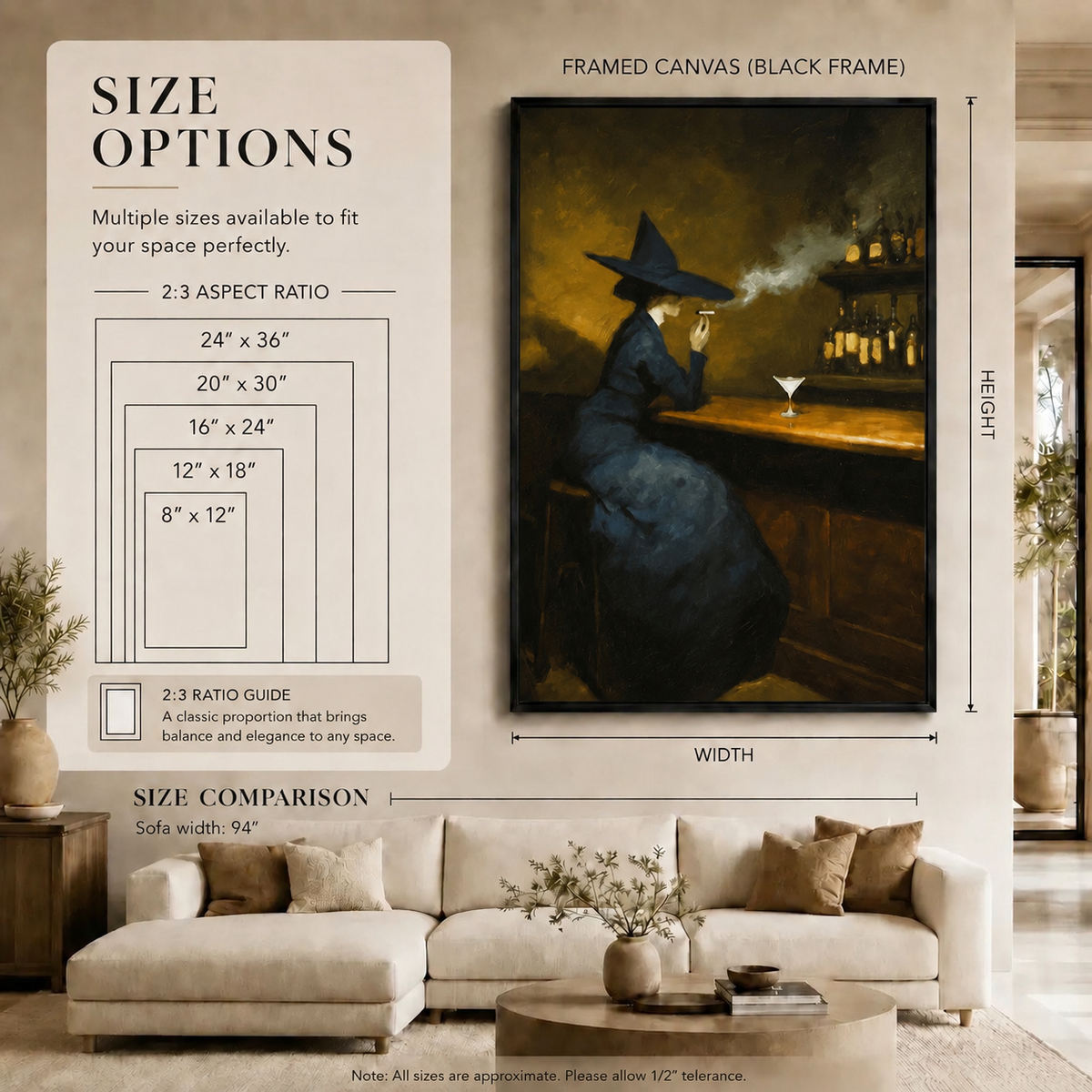 Witch at the Bar Dark Academia Canvas Wall Art