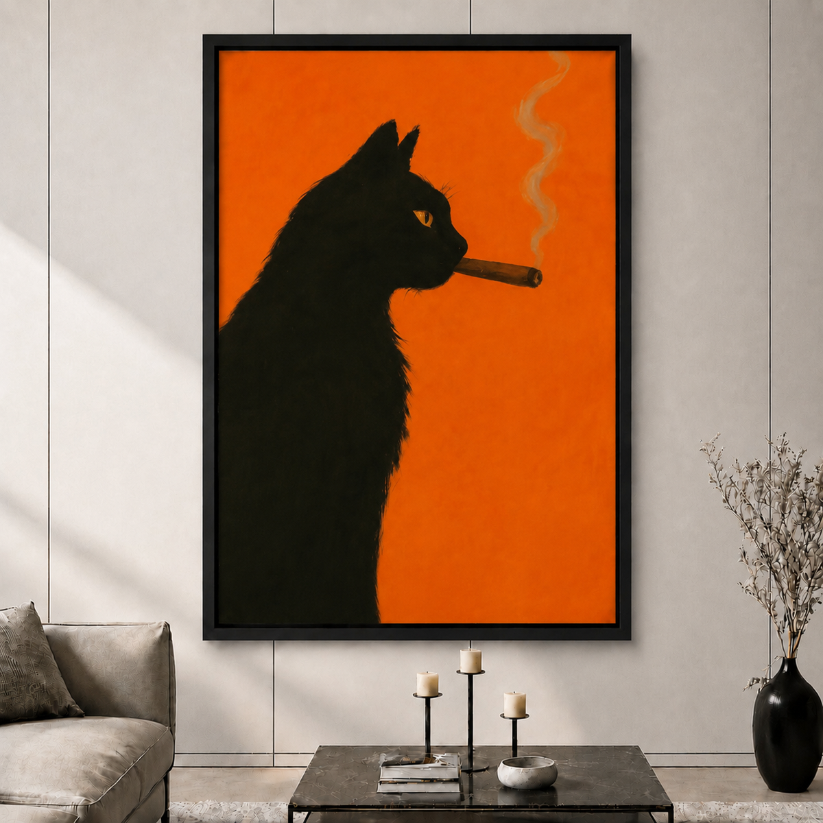 Pop Art Black Cat Cigar Bold Canvas Print