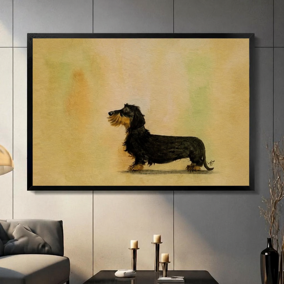 Wirehaired Dachshund Vintage Portrait Canvas Art