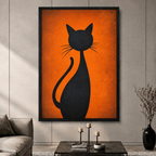 High-end modern abstract black cat silhouette canvas decorative painting
