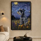 Schnauzer Starry Night Van Gogh Canvas Wall Art