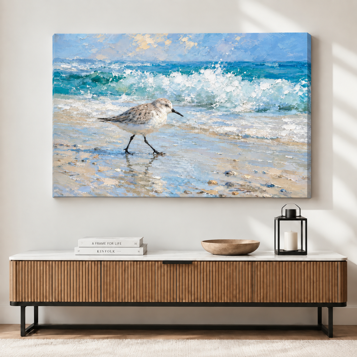 Sandpiper Coastal Beach Impressionist Canvas Art