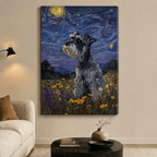 Schnauzer Starry Night Van Gogh Canvas Wall Art